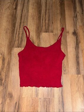 Hollister Red Ribbed Cropped Cami